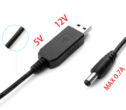 USB 5V to DC 5.5-2.1mm 9/12V boost adapter cable