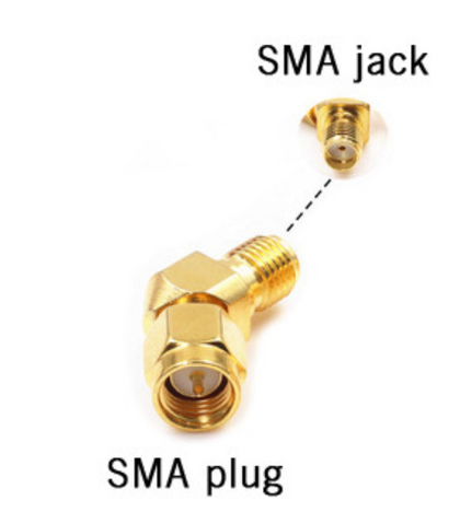 SMA, RP-SMA 45 degree angle adapters