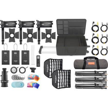 Godox S60 LED Focusing 3-Light Kit with Color Effects